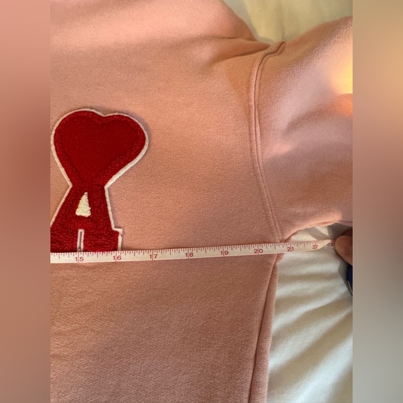Ami Pink Hoodie with Red Heart Patch - Picture 9 of 11